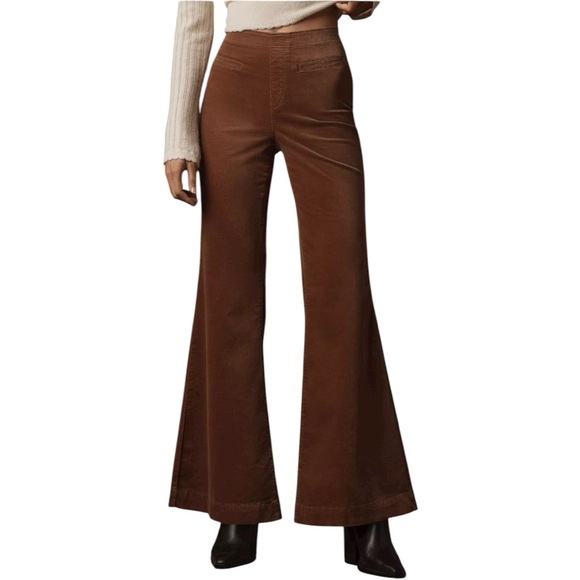 Anthropologie Pilcro Pull-On Mid-Rise Brown Velvet Retro Flare Jeans Size 29 - Picture 4 of 8